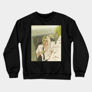 Anime boy with green hair Crewneck Sweatshirt